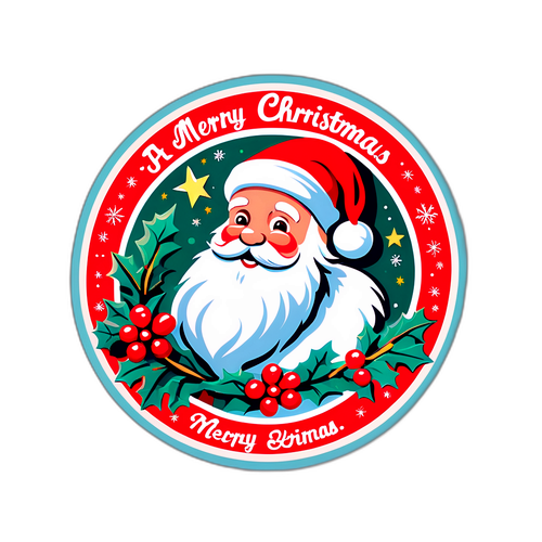 Vintage-style Christmas Postcard Sticker