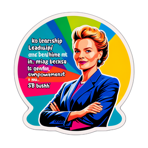 Stilrent klistremerke av Ebba Busch med et dristig sitat om lederskap og empowerment