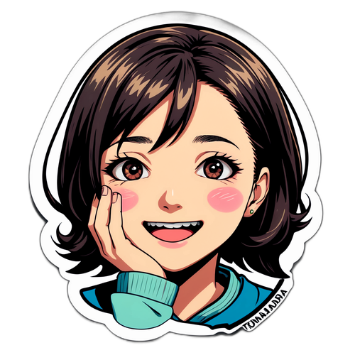 恥ずかしそうに微笑む花田とらのシュールなイラスト