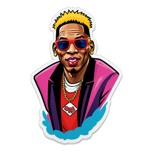 Colorful Dennis Rodman Portrait Sticker