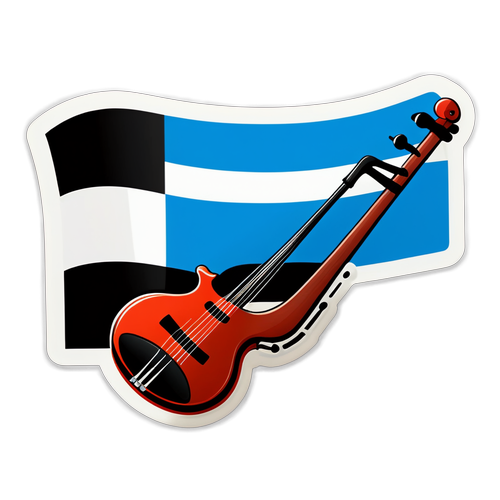 Sticker met de vlag van Estland en een modern muziekinstrument