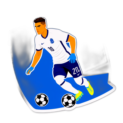 Autocollant de Theo Hernandez dribblant un ballon de soccer