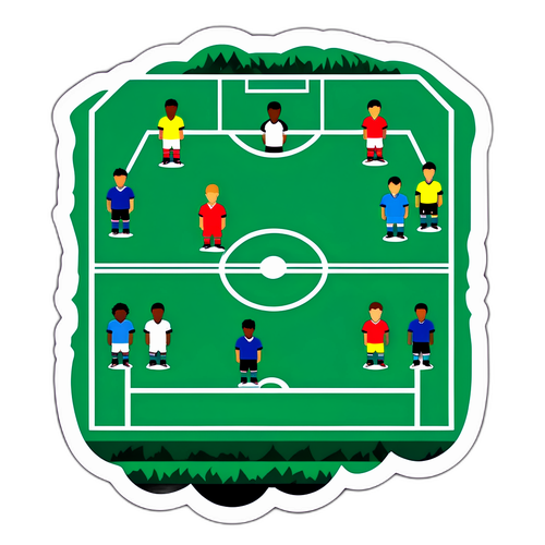 Stiker Lapangan Sepak Bola dengan Pemain Berkompetisi