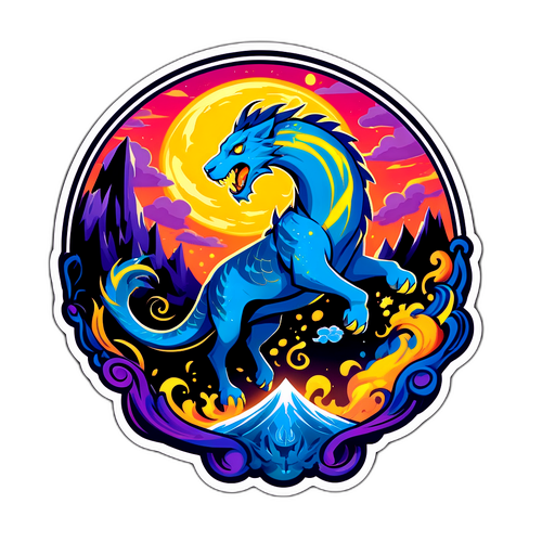 Mythical Blue Dragon Sticker