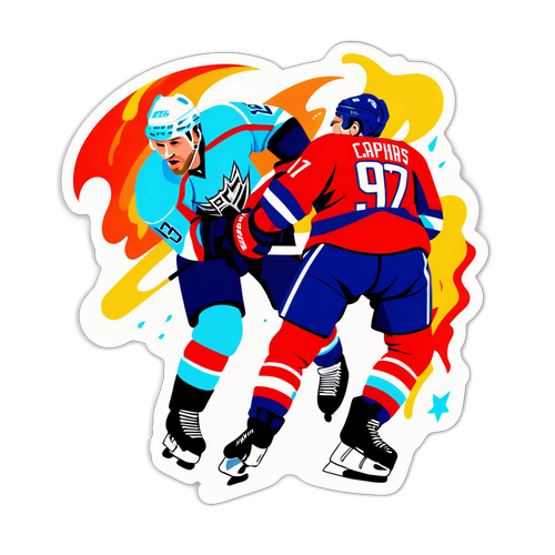 Intense Ice Hockey Match Sticker
