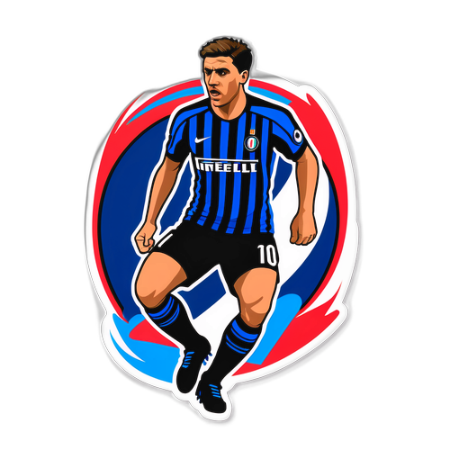 Sticker cu un fundal grafic dinamic sărbătorind rivalitatea Inter - Milan