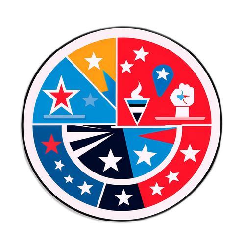 Ekstrawagancki naklejka z grafiką przedstawiającą najnowsze sondaże wyborcze