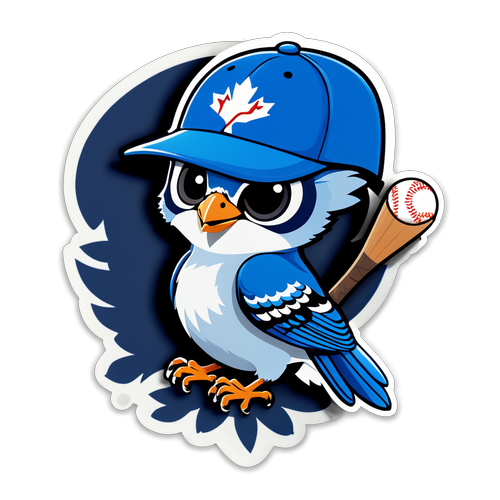 Cute Blue Jay with a Baseball Cap