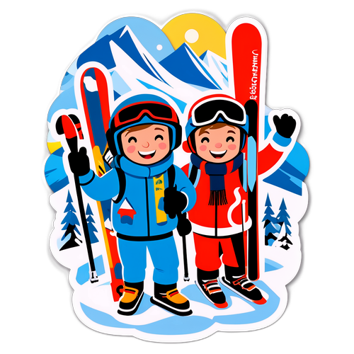 Cartoon-Freunde beim Après-Ski