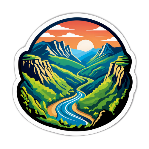 Sticker représentant les paysages montagneux de l'Ardèche