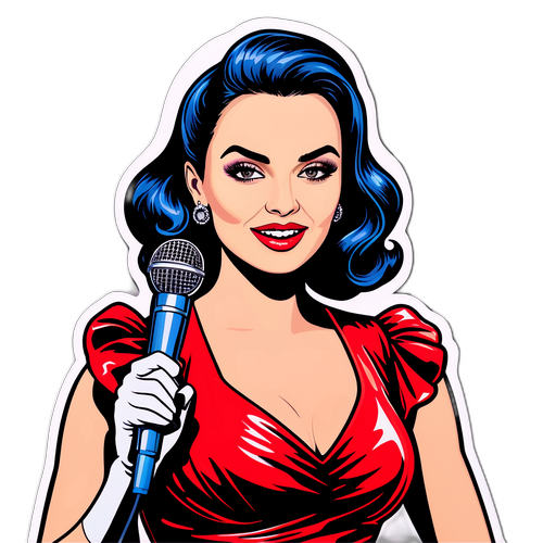 Sticker cu Alina Pușcau în stil pop-art