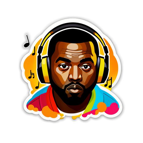 Stylish Sticker of Kanye West with Headphones