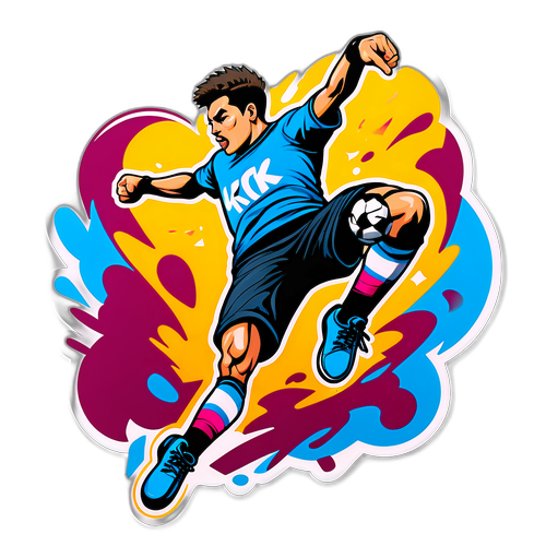 Граффити-стикер "Kick" с динамичным изображением футболиста