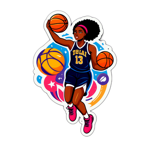 Empowering Female Basketball Player Sticker