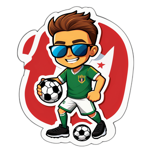 สติกเกอร์แฟนฟุตบอลการ์ตูนใส่แว่นกันแดด