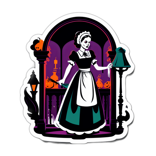 भूतिया घर के सेटिंग में घरmaid का ड्रामाई चित्रण