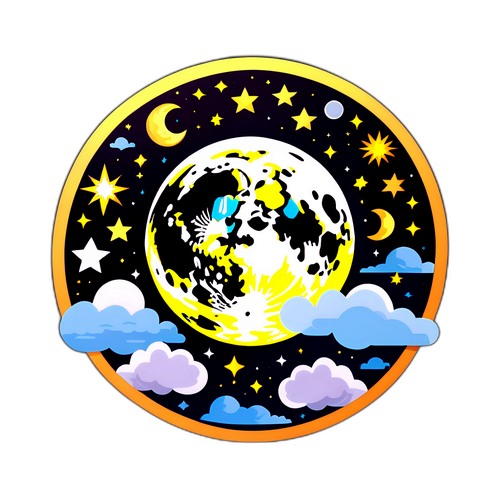 Autocollant célébrant la pleine lune d'octobre 2025