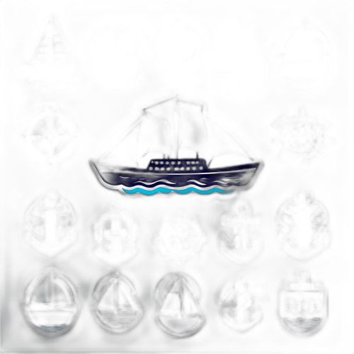 Портовые символы: морские символы, такие как якоря и корабли, с текстом о новостях порта.