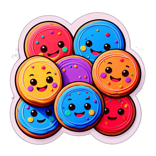 환상적인 색깔의 쿠키 스티커