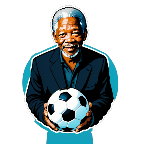 Inspirerende Sticker van Morgan Freeman met Voetbal