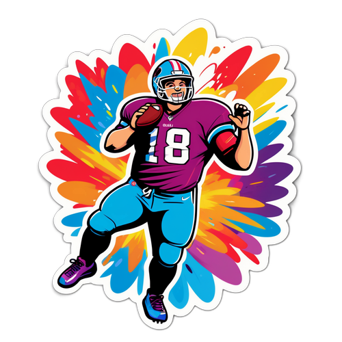 Dynamic Cartoon Football Player Sticker