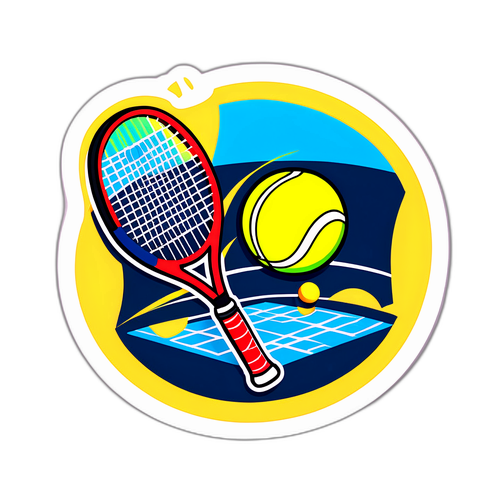 Tennisbold og racket sticker