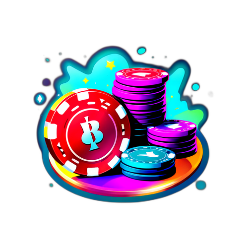 Jetons de casino sur une table de jeu avec des éclats de lumière