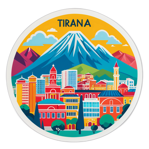 Panorama Tirany z kolorowymi budynkami