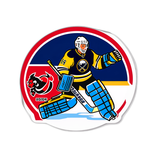 Hockey Action Sticker: Puck vs. Goalie