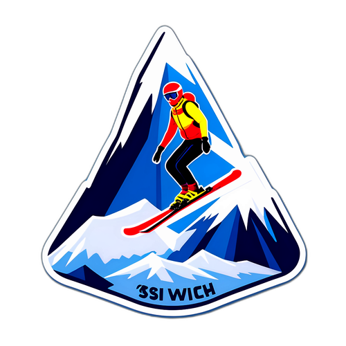 กราฟิกของสเก็ตเตอร์ที่ลอยอยู่เหนือยอดเขาขณะที่มีการแข่งขันโอลิมปิกฤดูหนาว