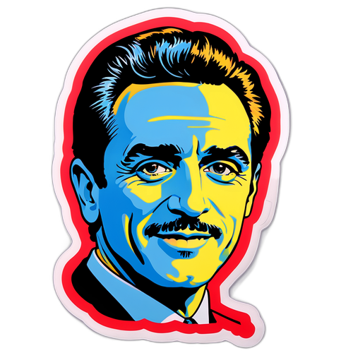 Наклейка с портретом Франко Мастантуоно в стиле поп-арт