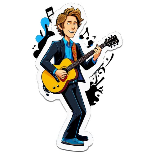 Tecknad Beck som spelar gitarr