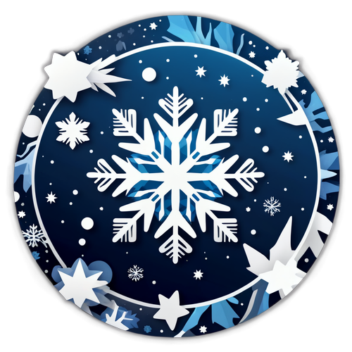 Sticker mettant en valeur le solstice d'hiver 2024 avec des motifs naturels