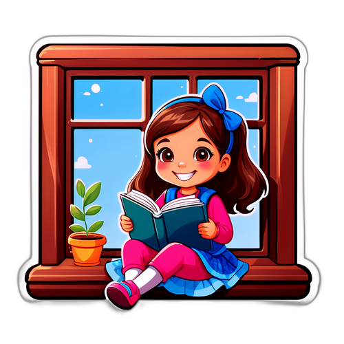 坐在窗边的小女孩