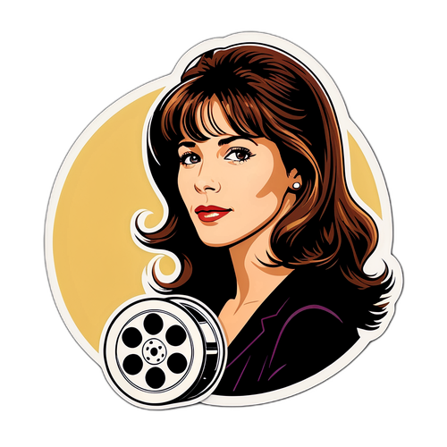 Elegancki naklejka przedstawiająca Sophię Marceau w retro filmowej scenie