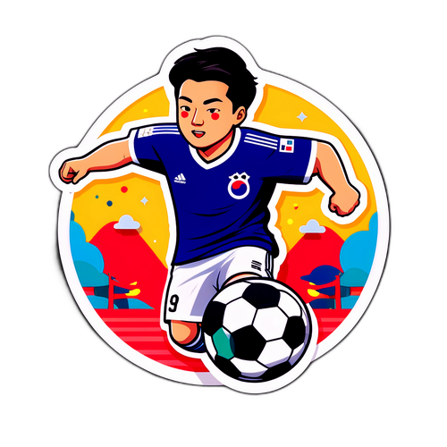 韓国文化をテーマにしたサッカーイラスト