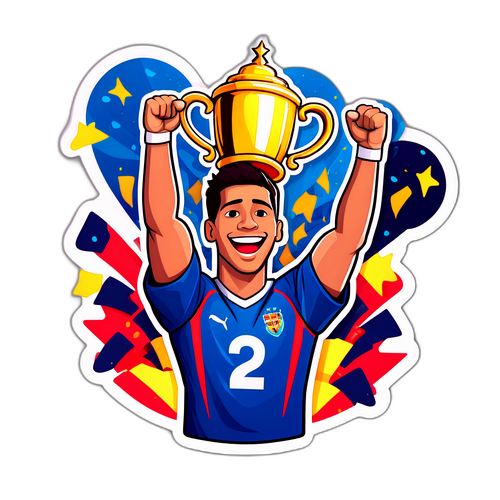 Verón levantando el trofeo