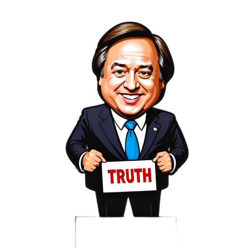Caricature of George Conway Holding 'Truth Matters' Sign