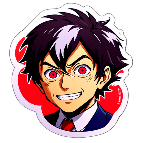 政治スローガンをユーモラスに描いたコイズミ慎二キャラクターのステッカー