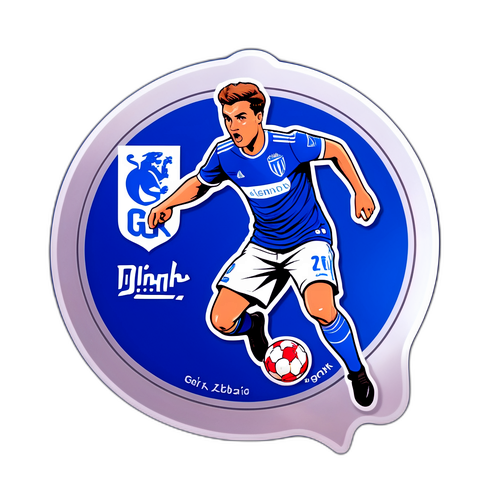 Sticker reprezentând momentul golului decisiv în meciul dintre Genk și Dinamo Zagreb
