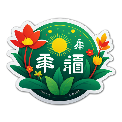 低碳环保春季节日贴纸