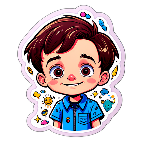 Fajna karykatura Noaha Schnappa z fantazyjnymi doodlami jego przygód