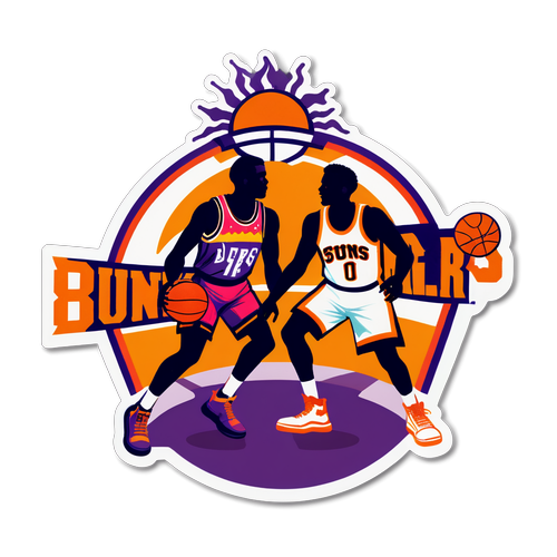 Retro na Ilustrasyon ng Laban ng Trail Blazers at Suns