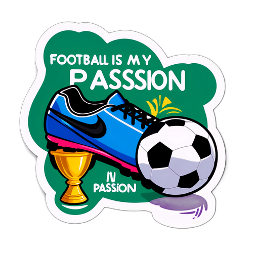 Sticker van een voetbalschoen met de Croky Cup op de achtergrond