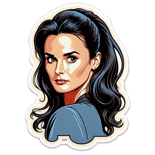 Le Regard Envoûtant de Demi Moore : Découvrez la Magie de ce Sticker Vintage !