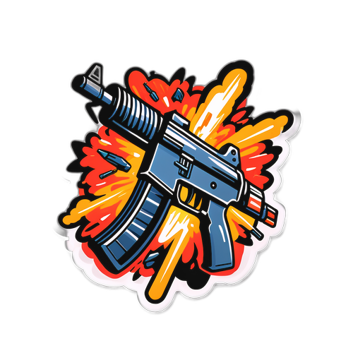 Action-Packed Weapons Explosion Sticker
