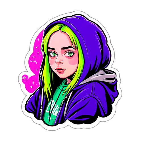 Zelfacceptatie en Creativiteit Sticker van Billie Eilish