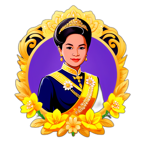 สติกเกอร์พระราชินีสิริกิติ์ในท่าทางสง่างาม