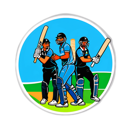 भारत और न्यूज़ीलैंड के क्रिकेट मैच का दृश्य