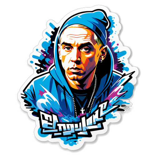 Autocollant inspirant d'Eminem avec design graffiti